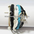 Fashion Long Multiple Braid Bracelet en cuir de style Bohème coloré avec charme croisé LB36